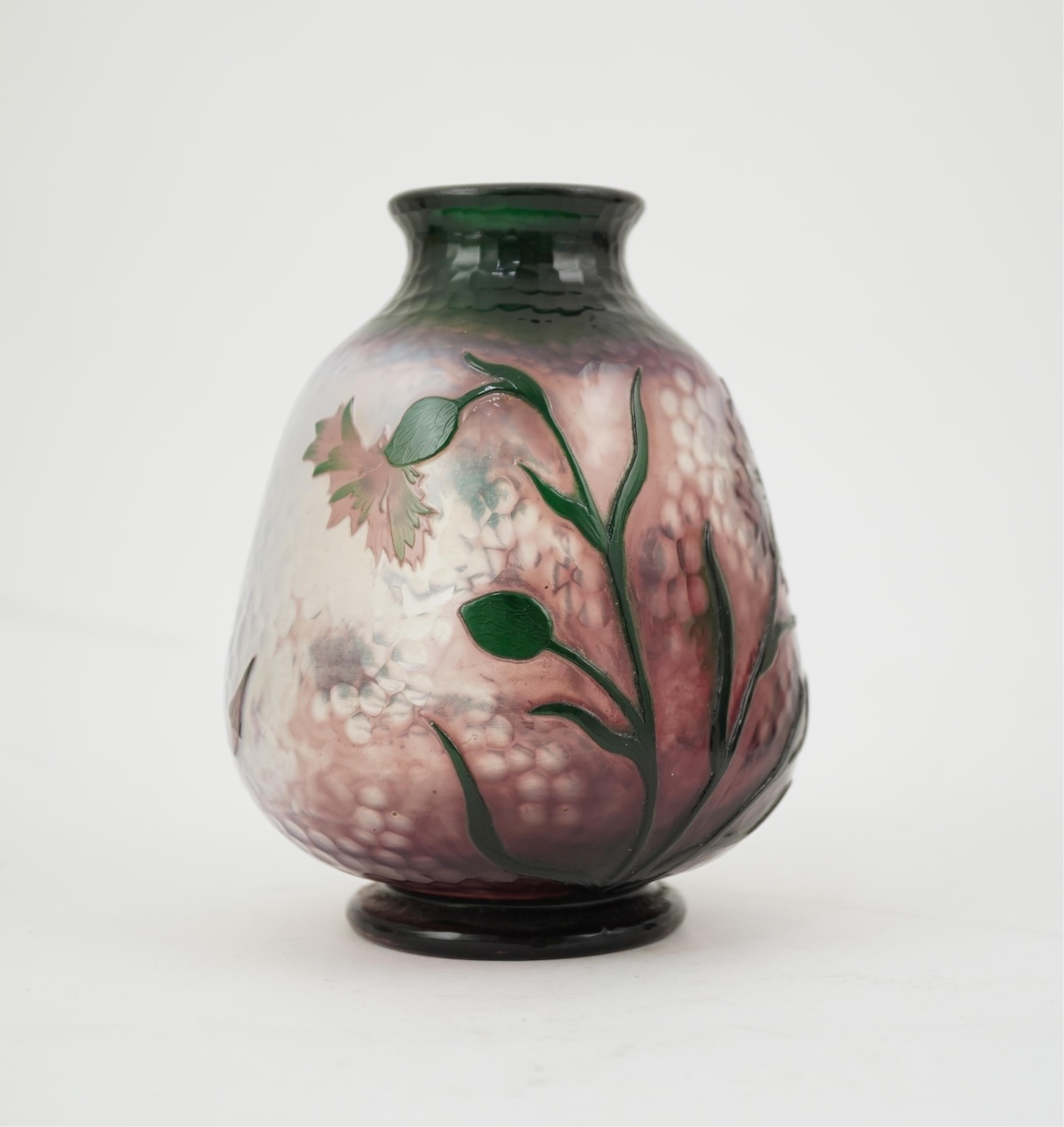 A small Daum Freres cameo glass vase
